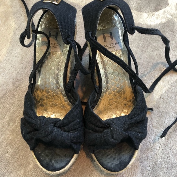 Halston Heritage Black Espadrille Wedges - Picture 8 of 8